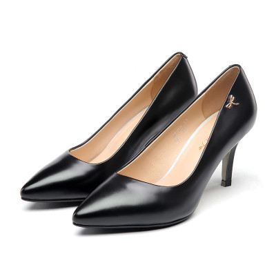 红蜻蜓女鞋 2016春季新款真皮简约职业尖头高跟女单鞋怎么样 好不好