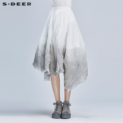 【新品】sdeer圣迪奥女装肌理折痕挺括晕染长裙s16281199怎么样 好不