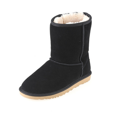 蜜娅莉miyayami雪地靴女中筒冬季牛绒简约平底保暖加绒基本款雪地靴中