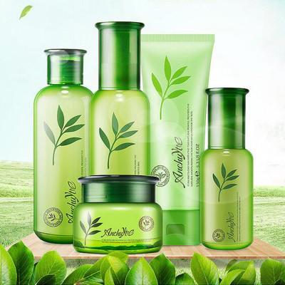 研春堂绿茶清润补水五件套盈润保湿面部护理套装化妆品洁面乳柔肤水