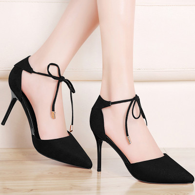 古奇天伦浅口性感细跟女鞋2017春季新款绑带夜店高跟鞋ol职业鞋子怎么
